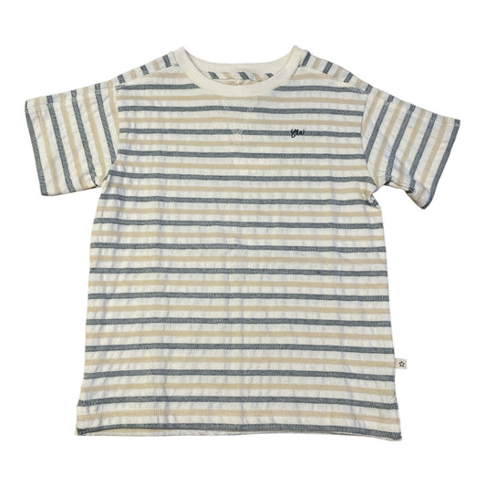 Pierrot Outlet gestreept T-shirt met korte mouwen in katoenmix, neutrale tinten, comfortabele pasvorm.