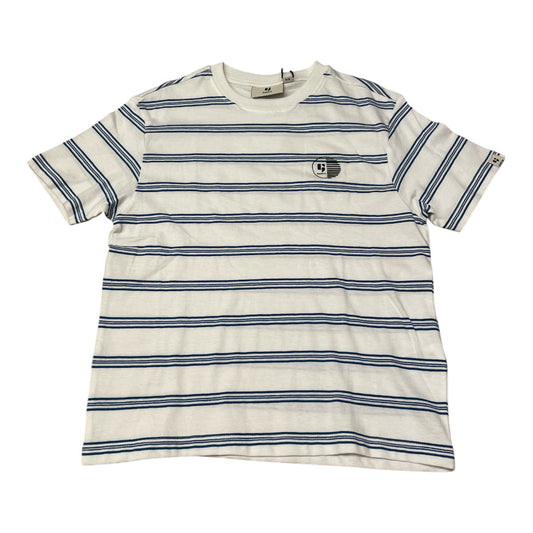 Pierrot Outlet gestreept katoenen T-shirt met korte mouwen in wit en marineblauw