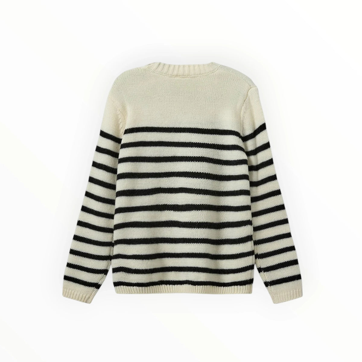 Pierrot Outlet SOFIE SCHNOOR gebreide trui in off-white met zwarte strepen en ronde hals