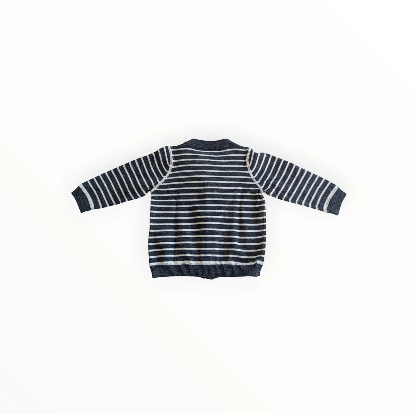 Pierrot Outlet gestreepte gebreide vest met rits, donkerblauw en wit, voor kinderen