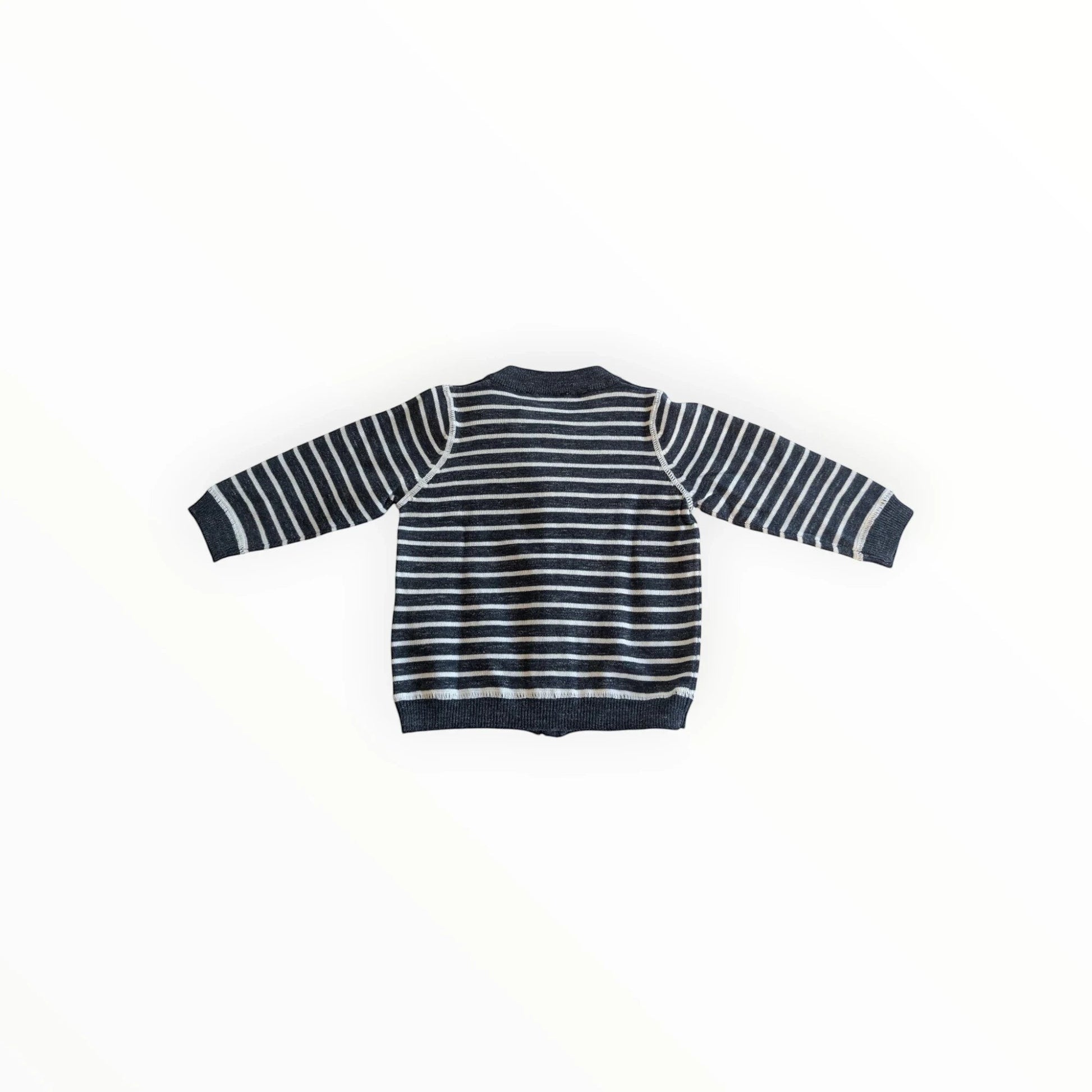 Pierrot Outlet gestreepte gebreide vest met rits, donkerblauw en wit, voor kinderen