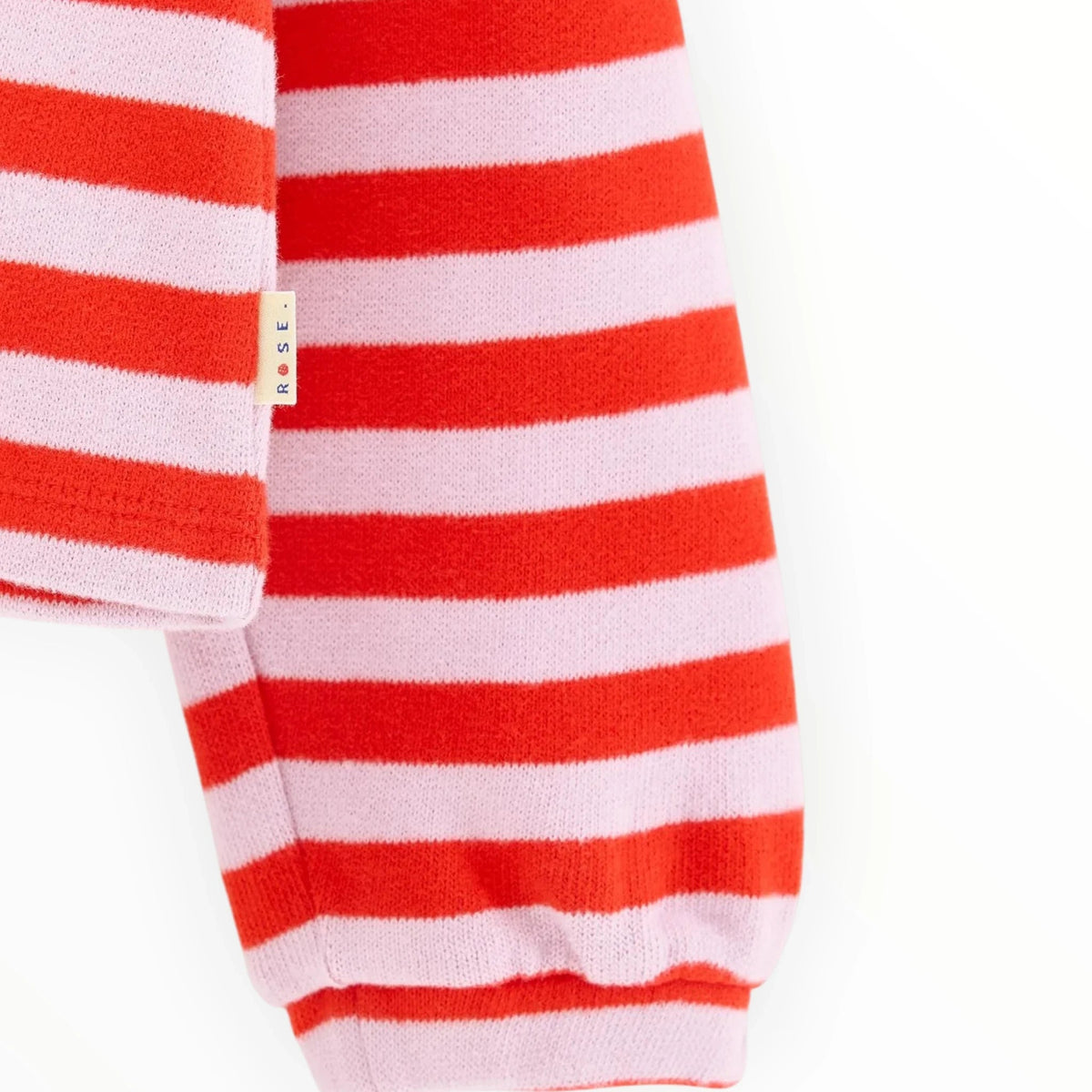 Pierrot Outlet gestreepte trui in rood en roze met elastische mouwboorden en subtiel merklabel