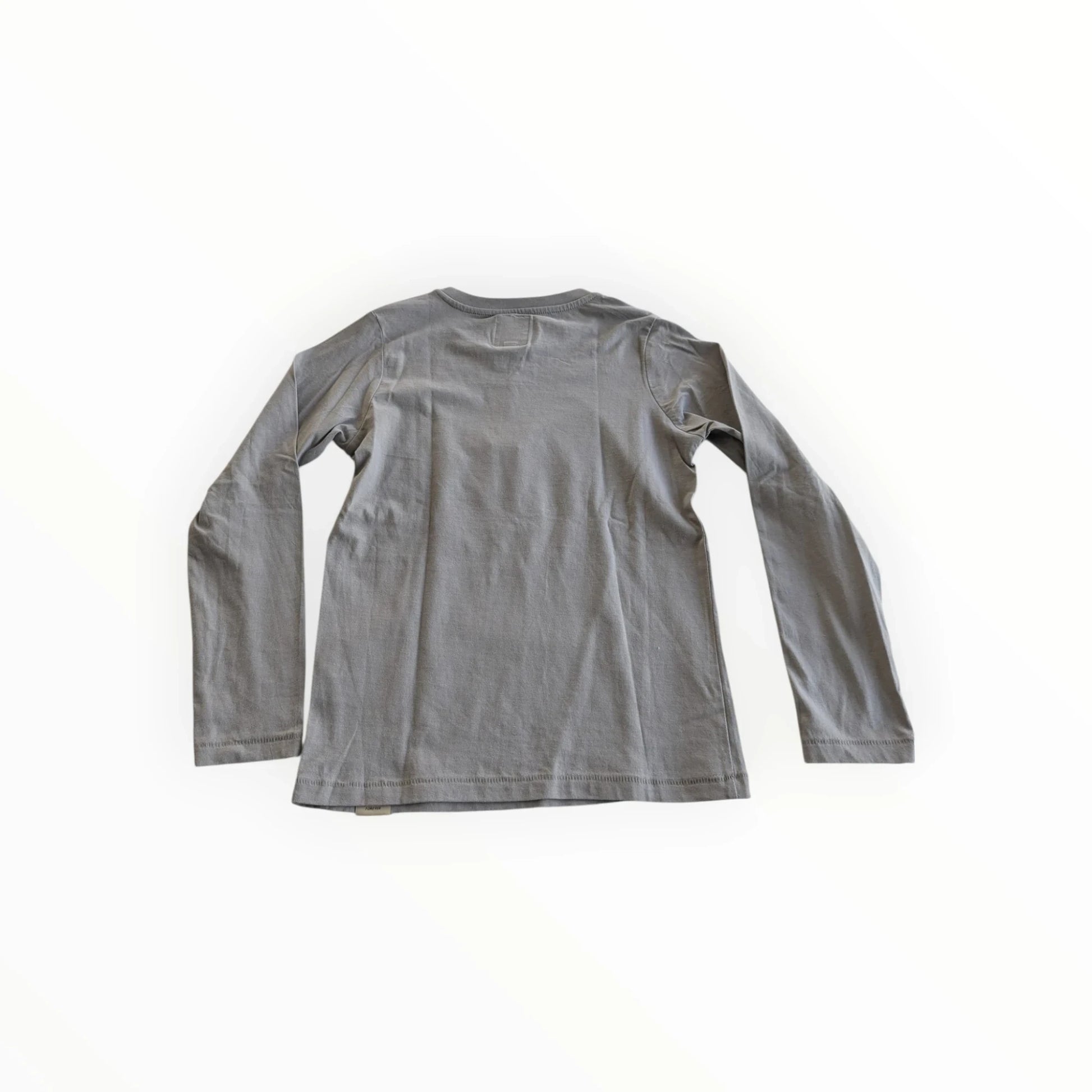 Pierrot Outlet grijs katoenen T-shirt met lange mouwen en grafische print op de borst.