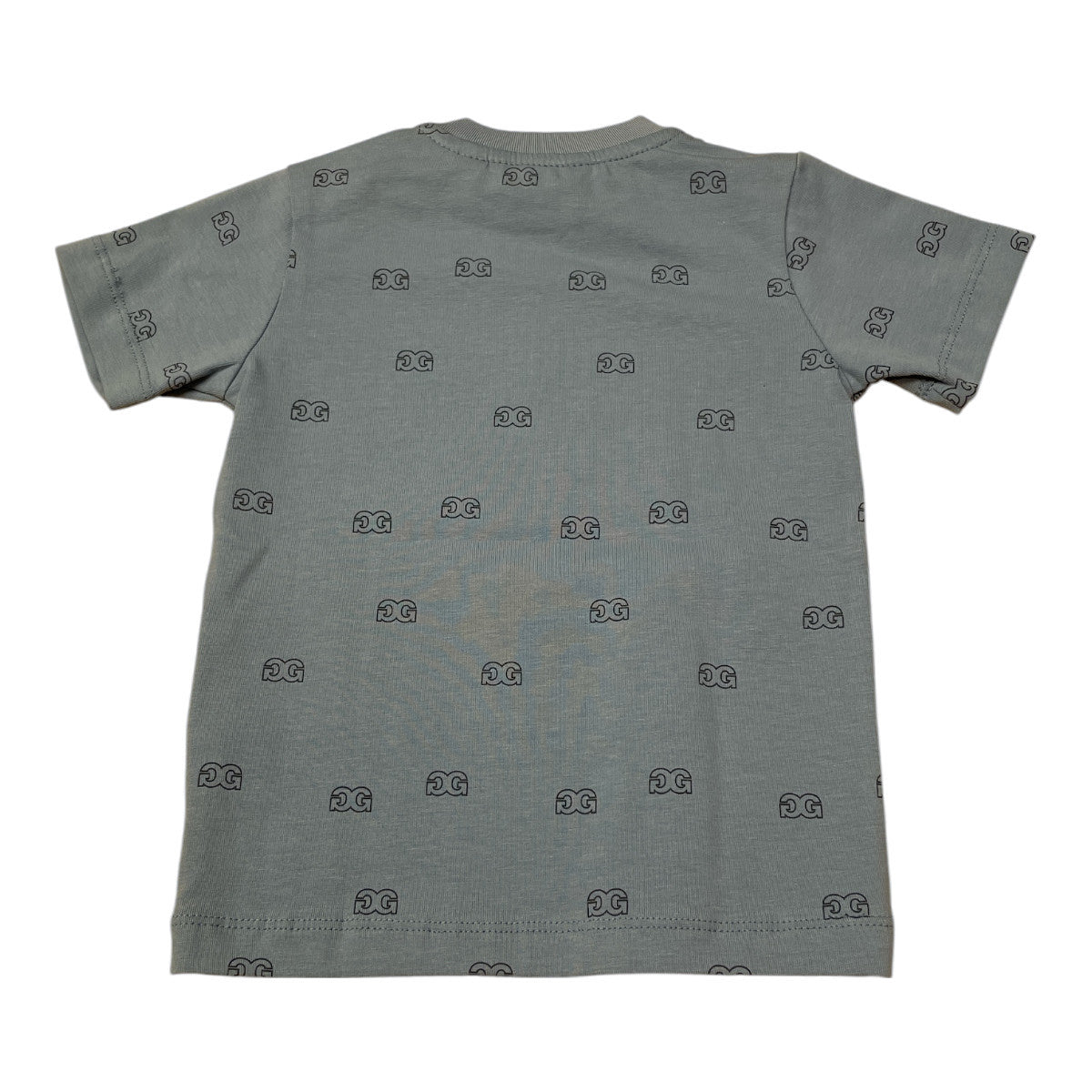 Pierrot Outlet grijze katoenen T-shirt voor baby's met DG-logo all-over print en drukknoopsluiting op de schouder.
