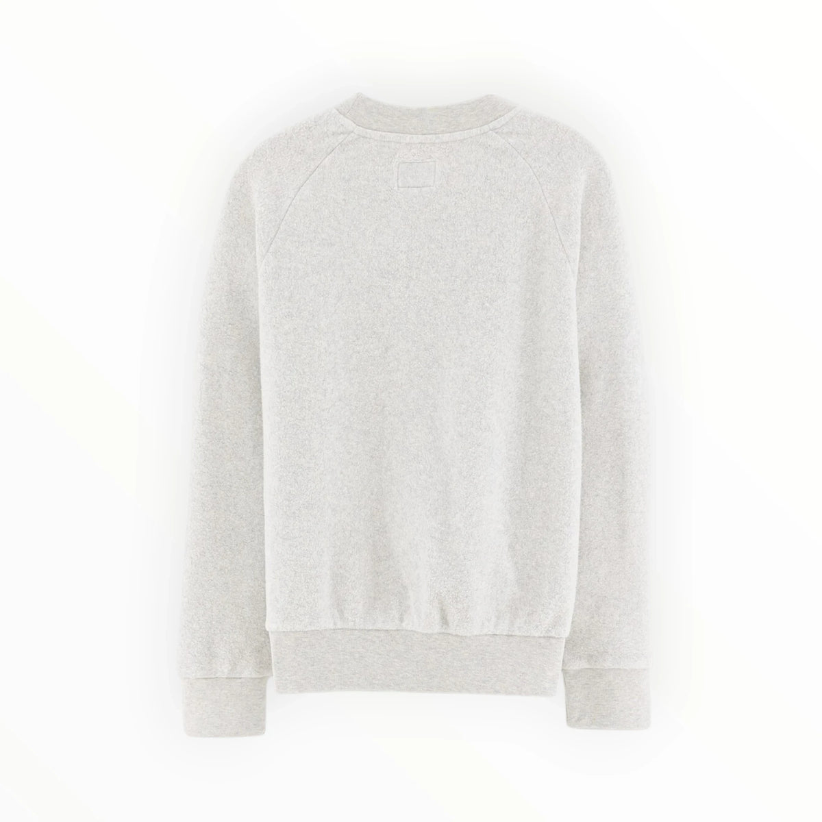 Pierrot Outlet grijze sweater met ronde hals en raglanmouwen, achterkant van zachte casual trui met elastische boorden