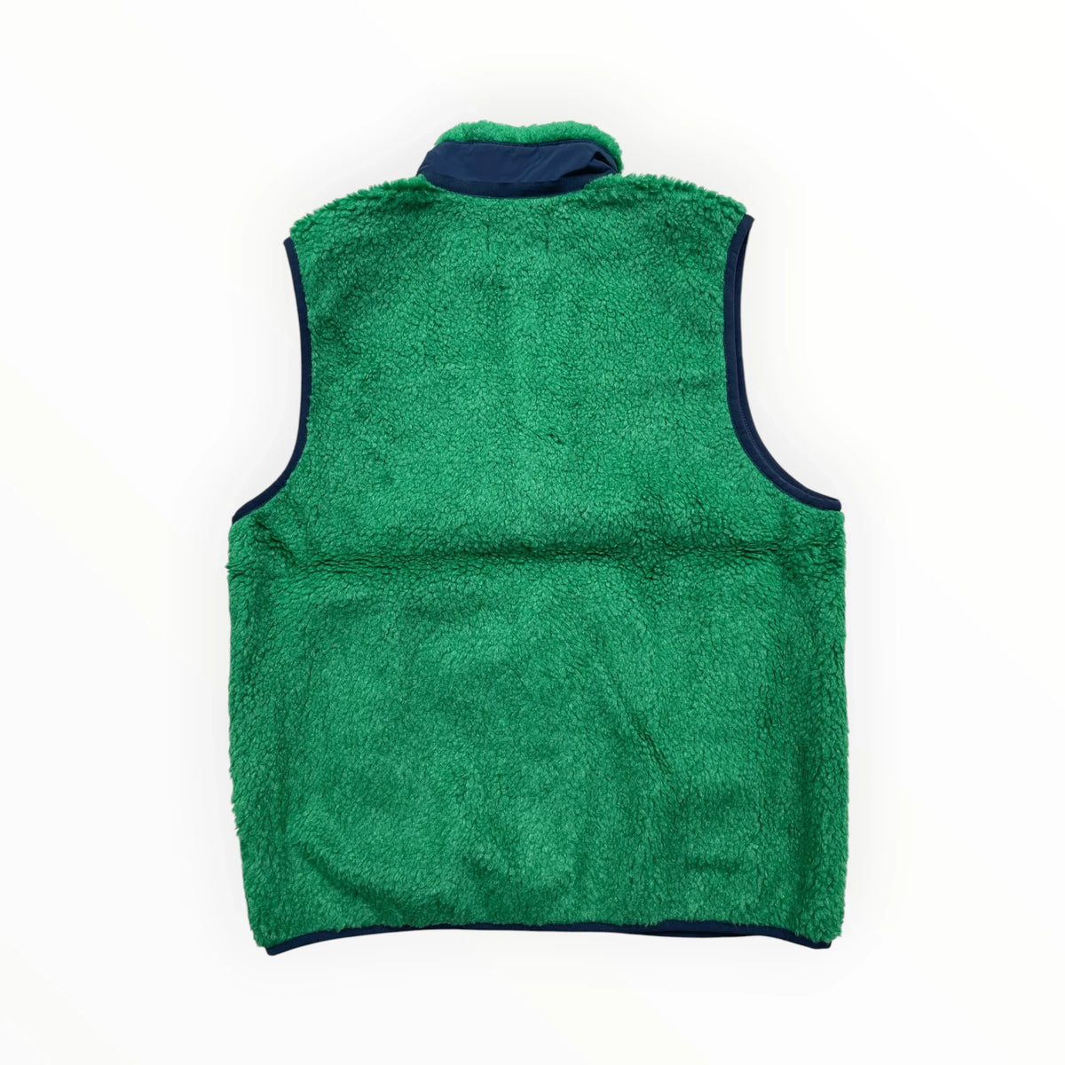 Achterkant van een groene Polo Ralph Lauren fleece bodywarmer met donkerblauwe details van Pierrot Outlet.