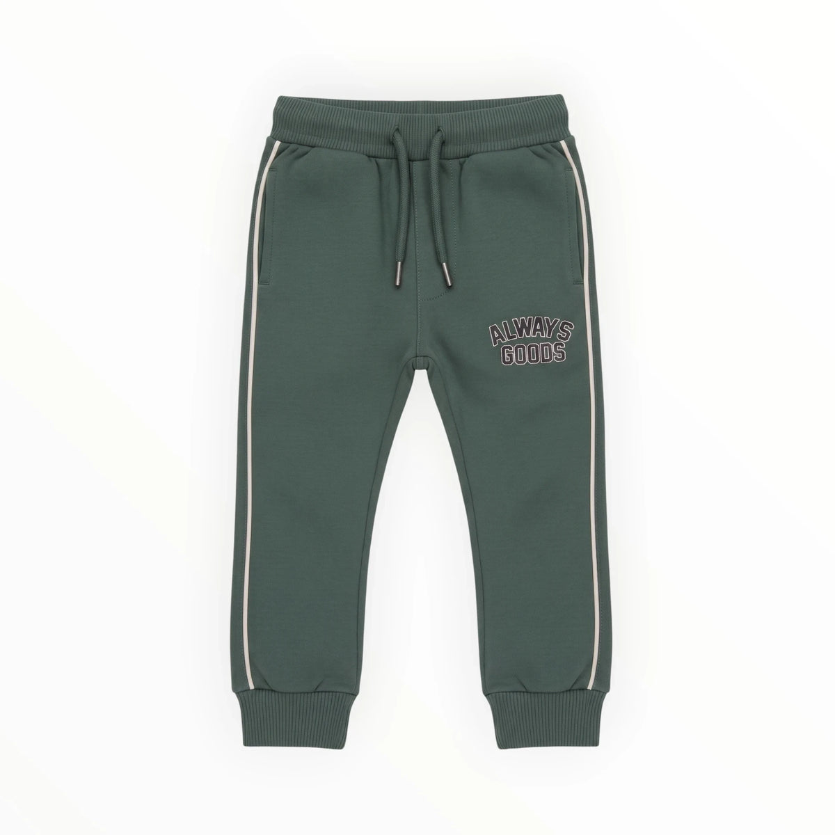 Pierrot Outlet diepgroene joggingbroek voor kinderen met elastische boorden, trekkoord en Always Goods opdruk