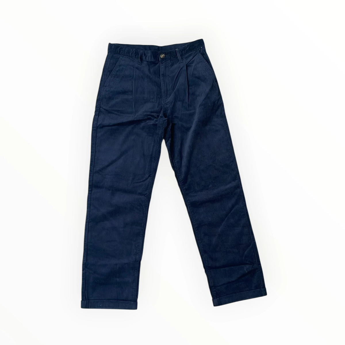 Pierrot Outlet donkerblauwe Hackett corduroy broek voor heren met klassieke ribstructuur en riemlussen.
