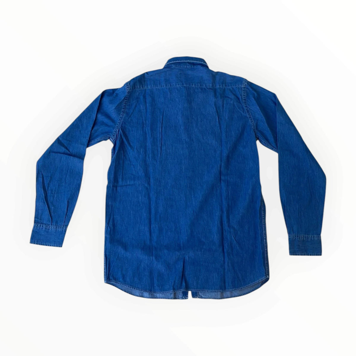 Pierrot Outlet Hartford denim overhemd in diepblauw met lange mouwen en klassieke kraag, achterkant zichtbaar.