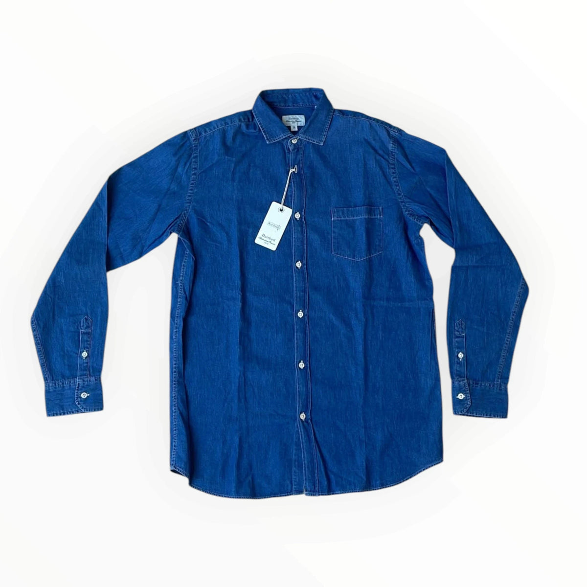 Pierrot Outlet Hartford donkerblauw denim overhemd met lange mouwen, kraag en borstzak voor een casual look.