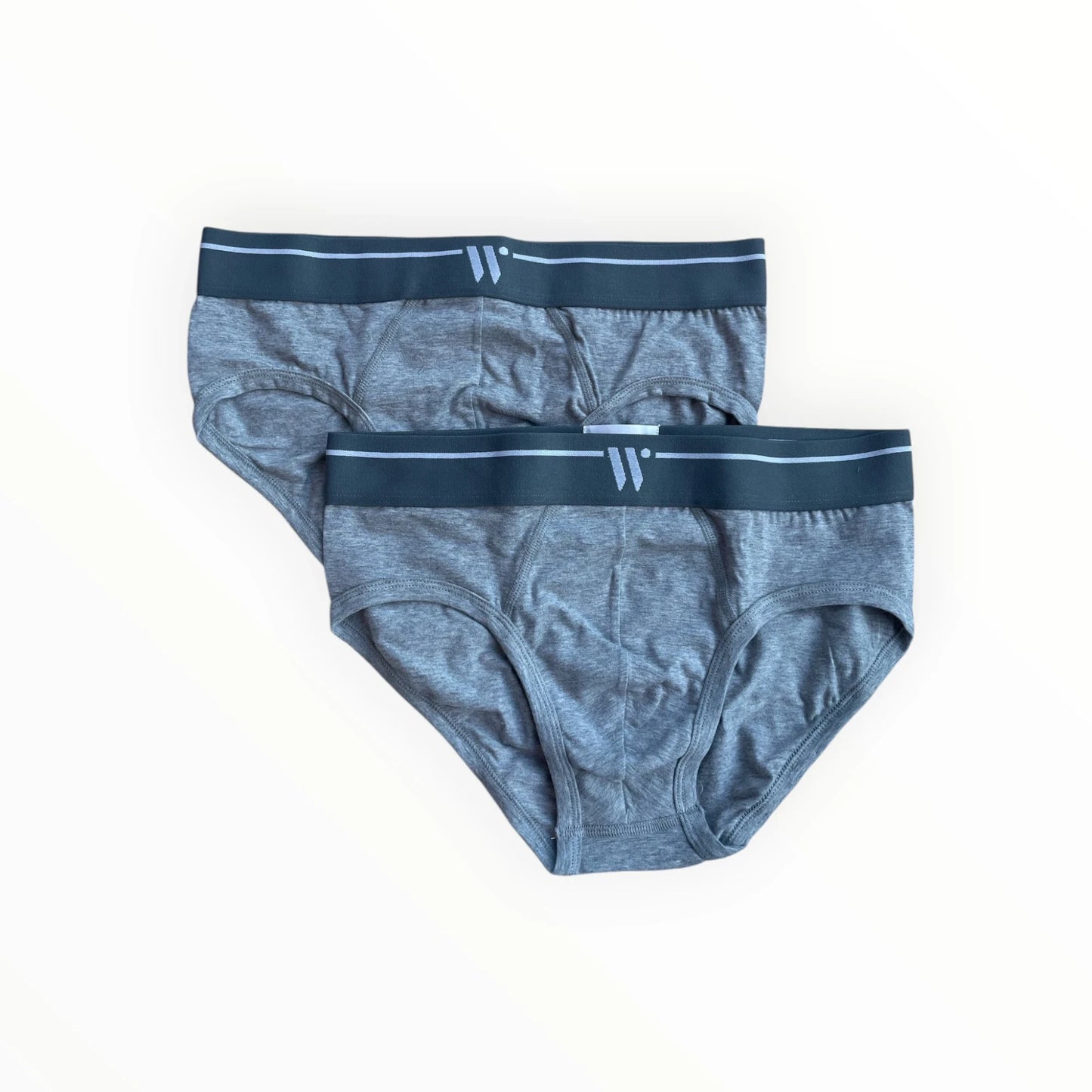 Pierrot Outlet 2-pack heren slips in grijze melange. Gemaakt van zachte, ademende stof met elastische tailleband en subtiel logo.