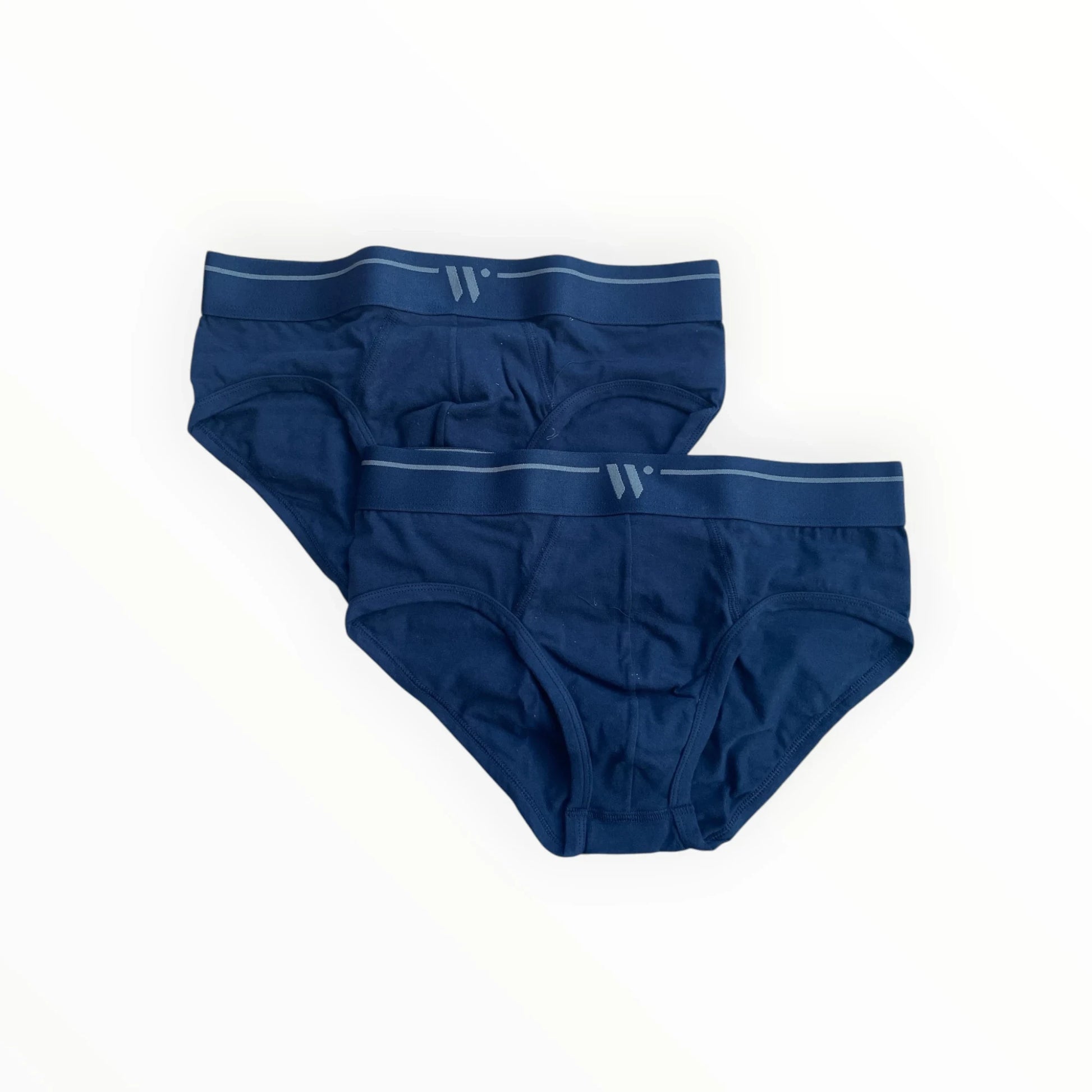 Pierrot Outlet navy katoenen herenslips met elastische tailleband en subtiel logo, 2-pack.