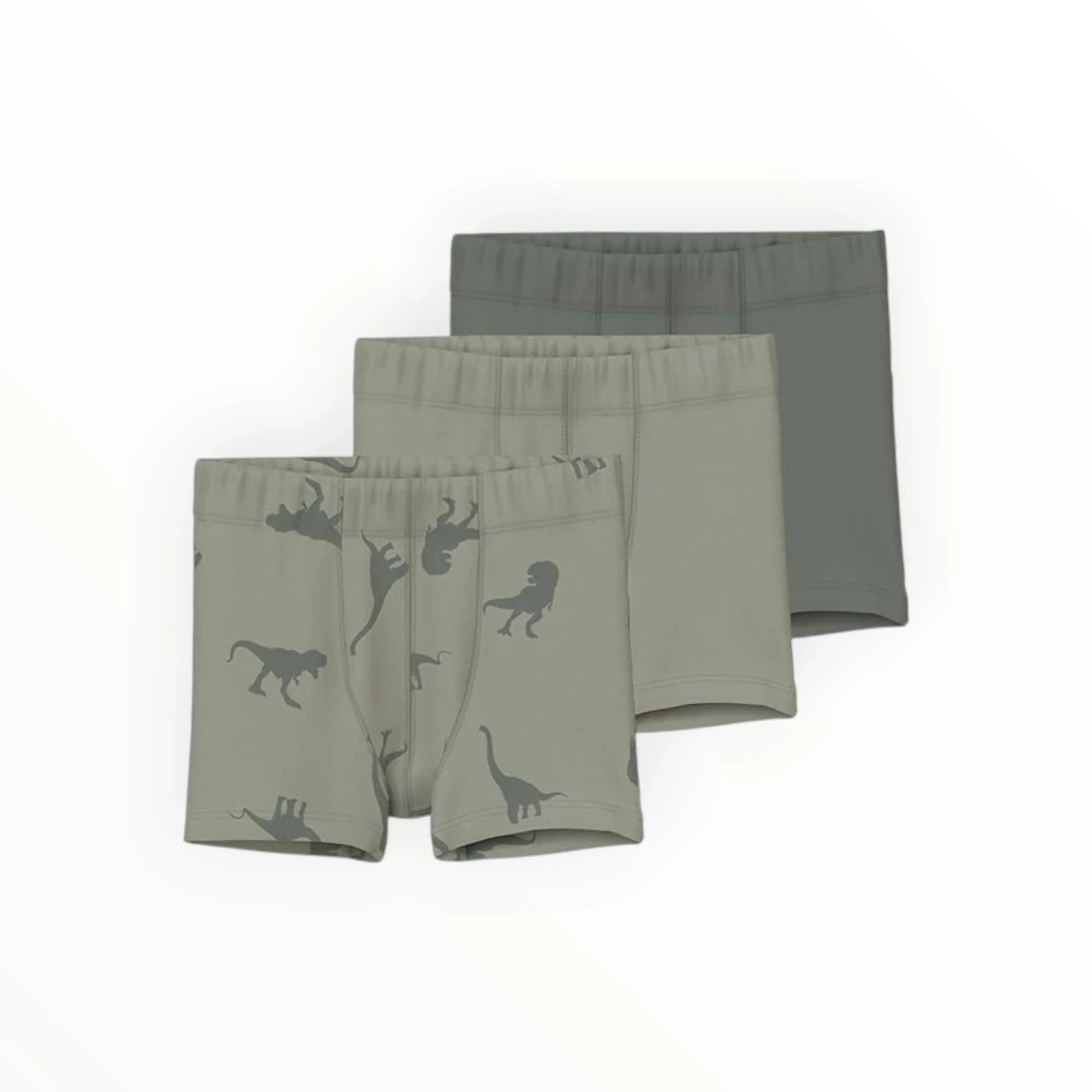 Pierrot Outlet jongens boxershorts met dinosaurusprint in olijfgroen, gemaakt van katoenmix.