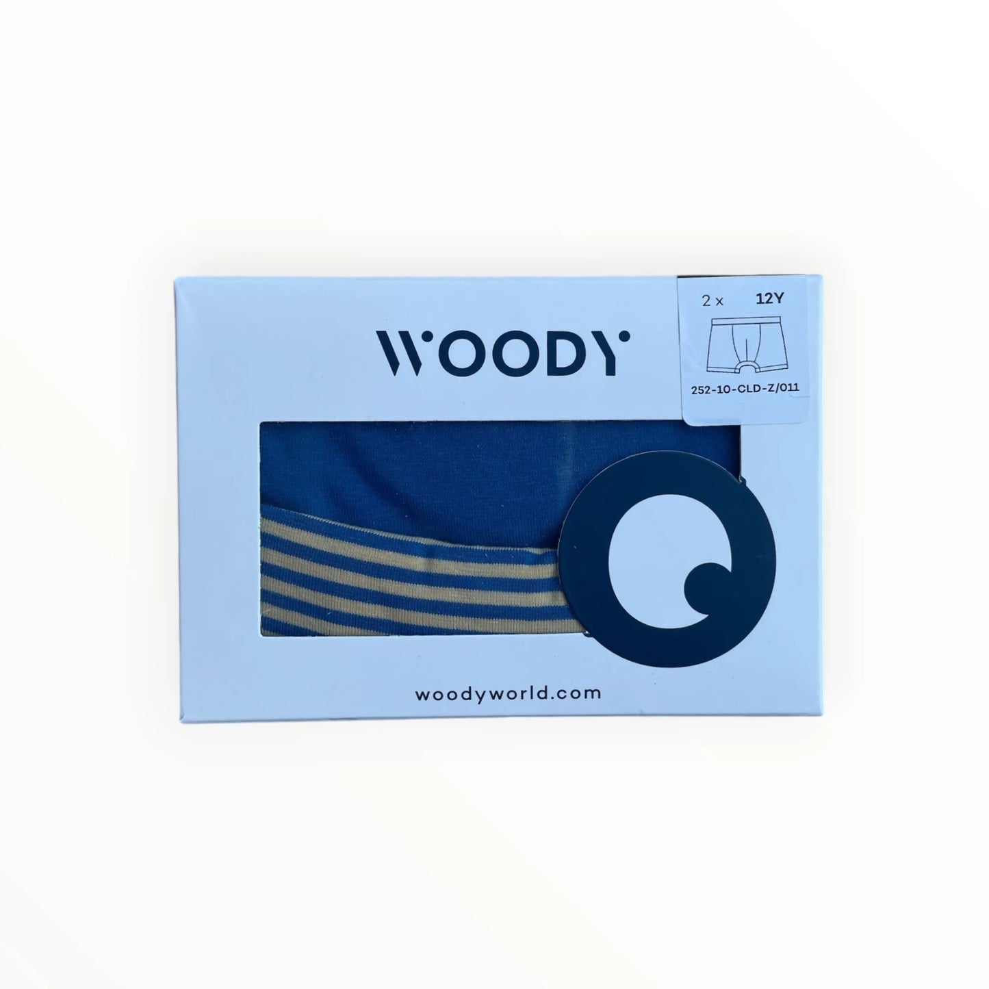 Pierrot Outlet 2-pack jongens boxershorts van katoen, effen blauw en blauw met goudkleurige strepen, met logo tailleband.
