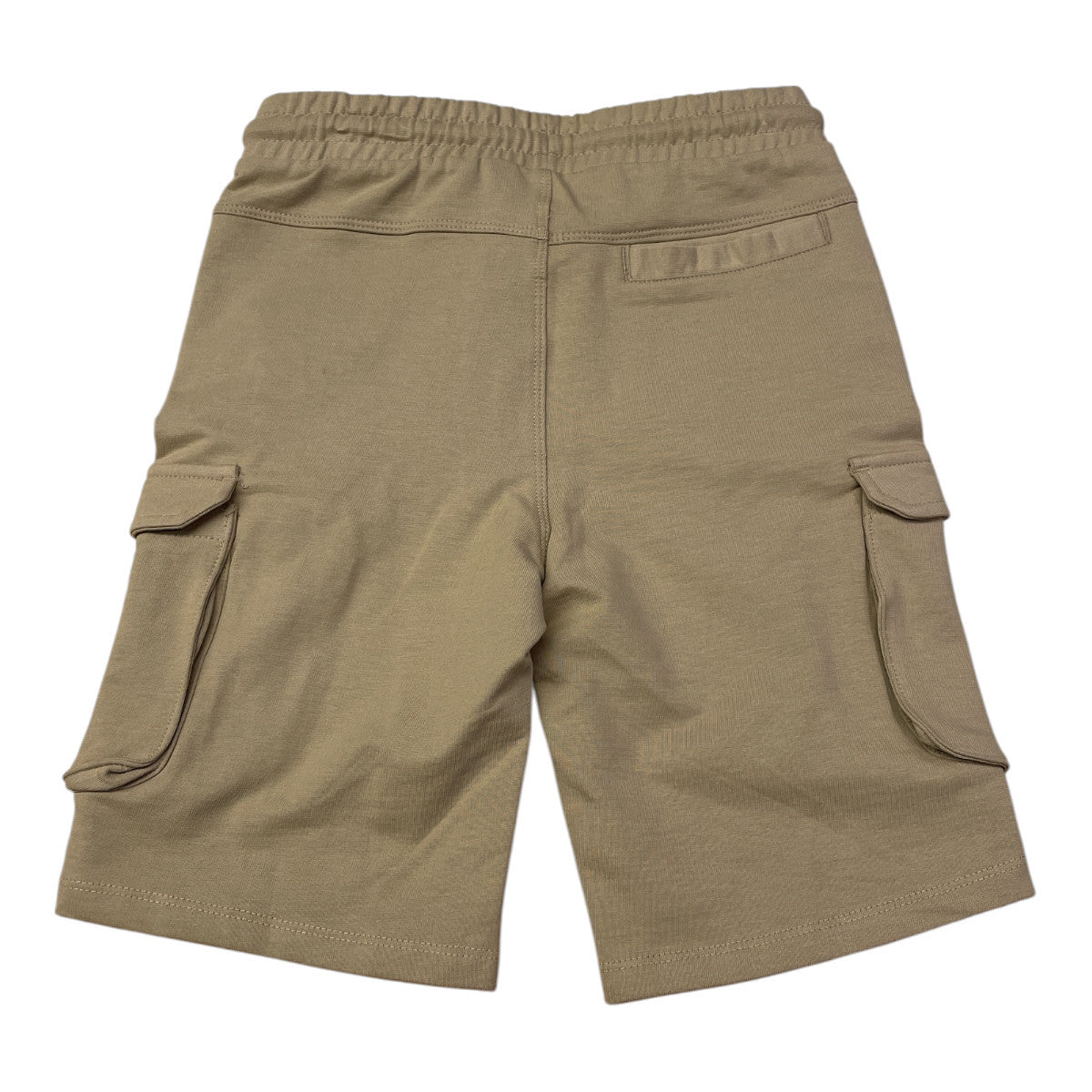 Pierrot Outlet beige katoenen cargoshorts voor jongens met elastische tailleband en trekkoord.