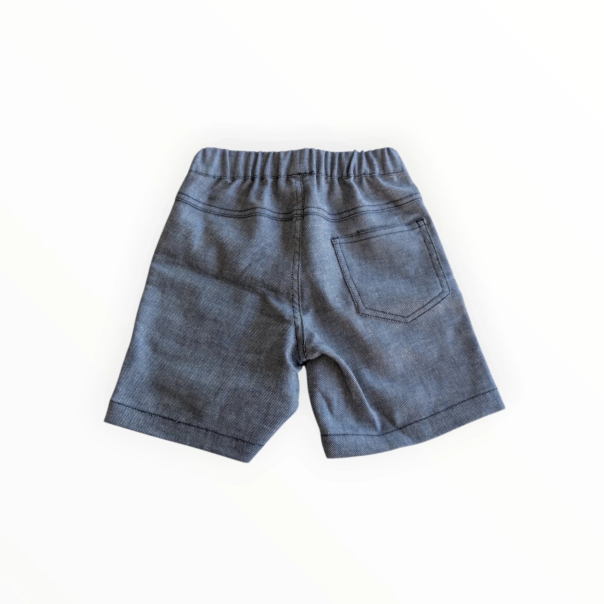 Pierrot Outlet jongens denim shorts met elastische tailleband en achterzak, donkerblauw