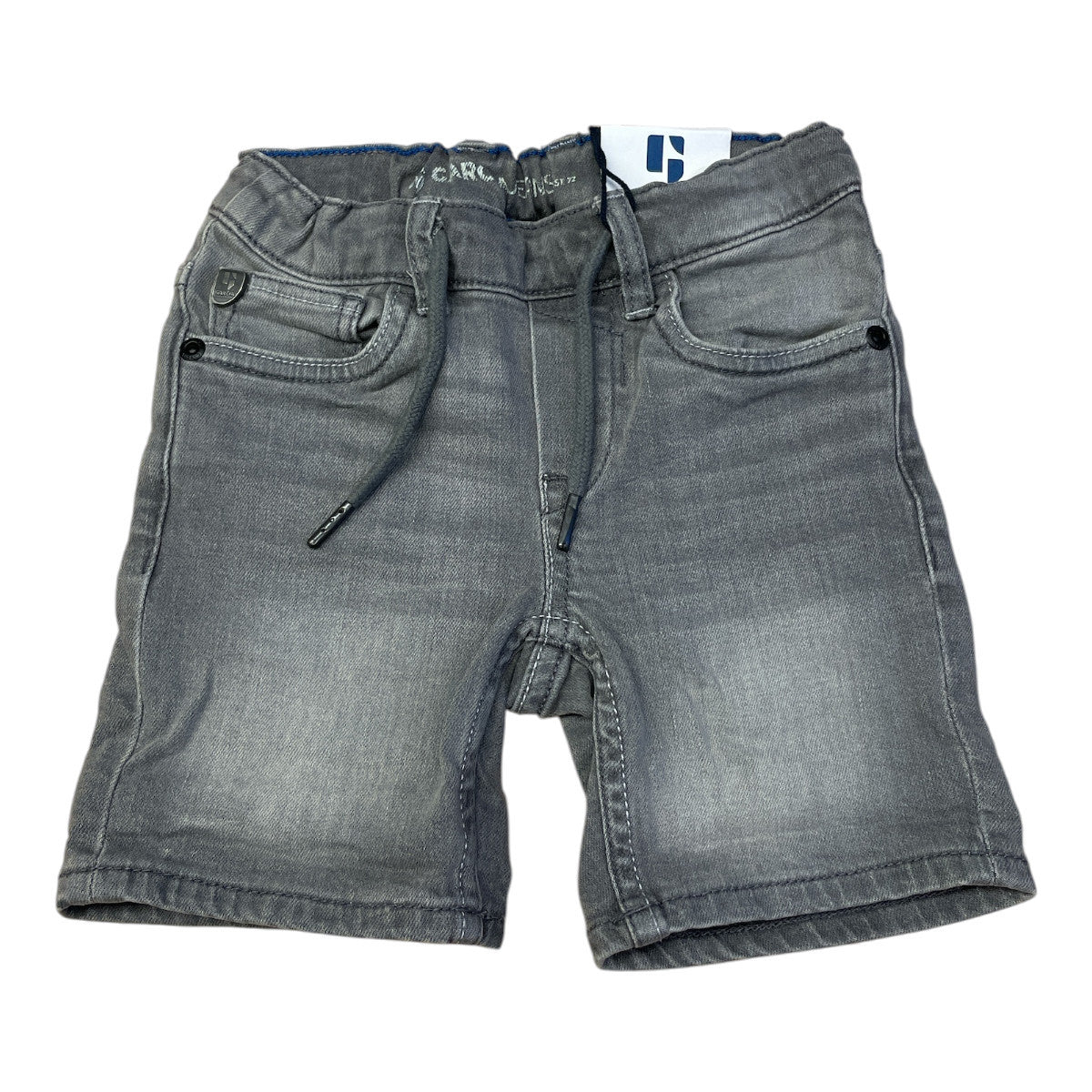 Pierrot Outlet jongens grijze denim shorts met trekkoord en verstelbare tailleband. Gemaakt van katoen met stretch.