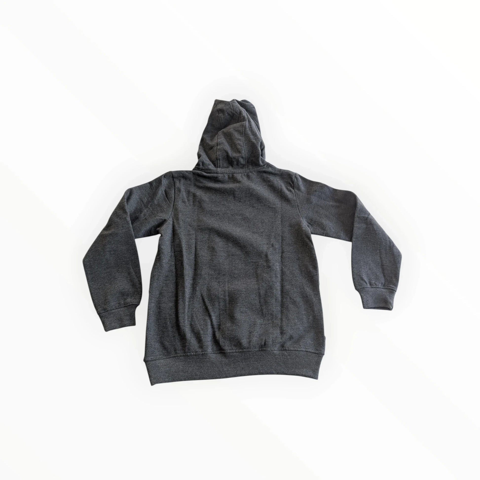 Pierrot Outlet jongens donkergrijze hoodie met tekstprint, katoenmix, capuchon en lange mouwen.