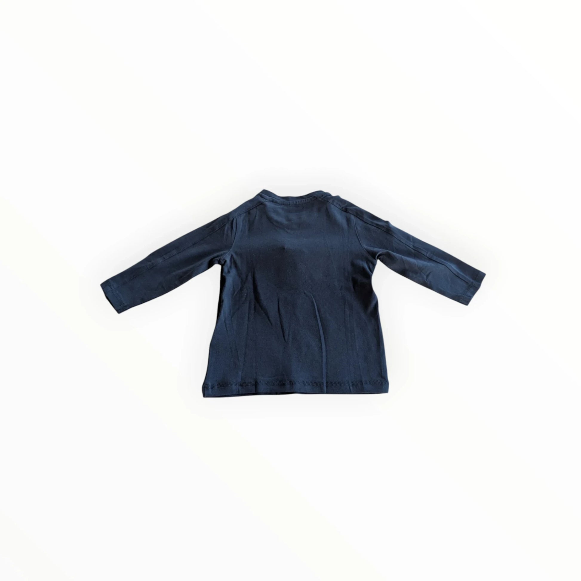 Pierrot Outlet donkerblauw katoenen longsleeve T-shirt met tekst en voetbalprint voor jongens.