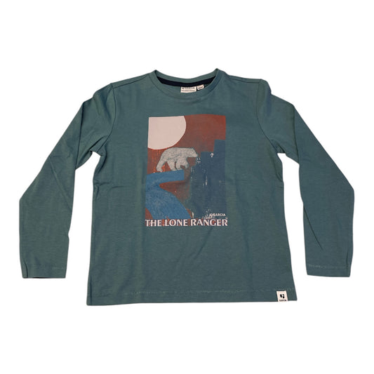Pierrot Outlet jongens longsleeve shirt van katoen met opdruk 'The Lone Ranger' en ijsbeer, groen