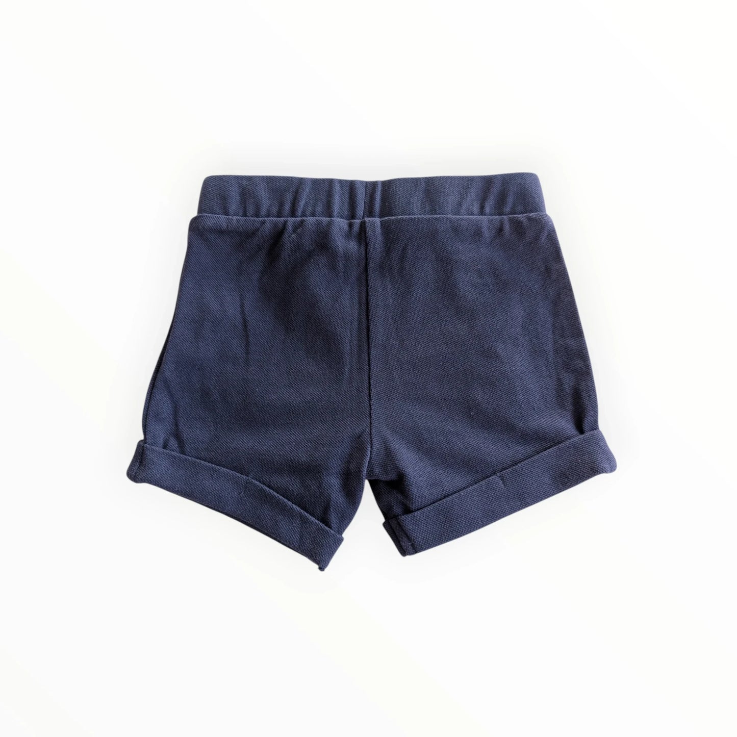 Pierrot Outlet navy blauwe katoenen jongens shorts met elastische tailleband en opgerolde broekspijpen
