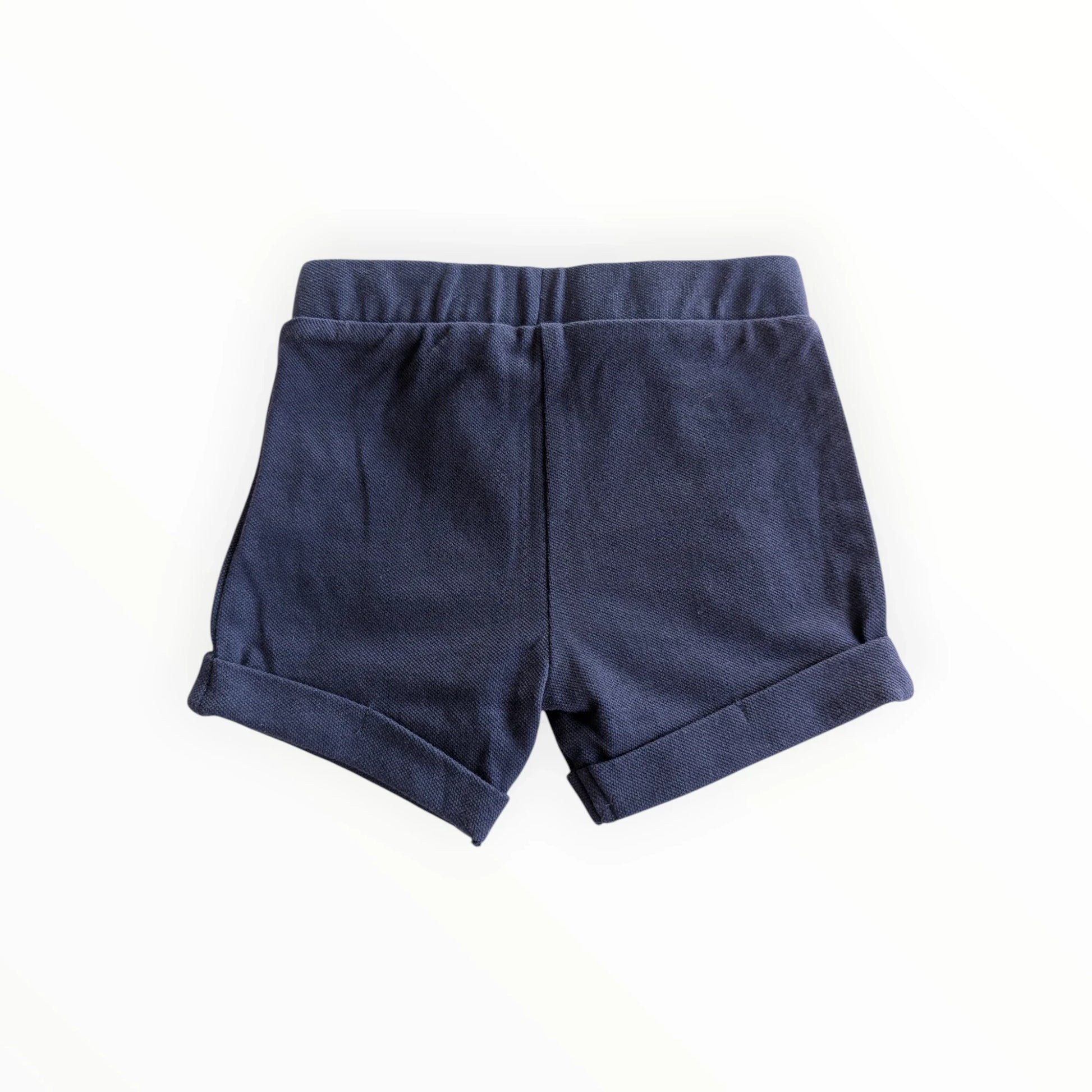 Pierrot Outlet navy blauwe katoenen jongens shorts met elastische tailleband en opgerolde broekspijpen