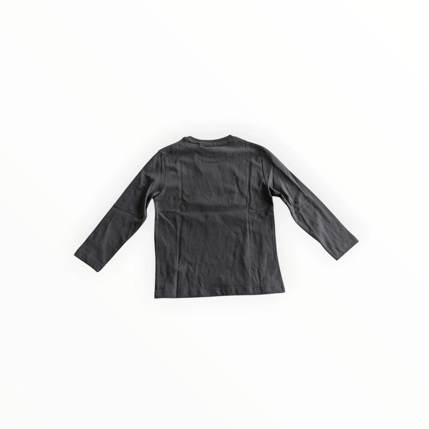 Pierrot Outlet jongens antracietgrijs katoenen T-shirt met lange mouwen en quad print