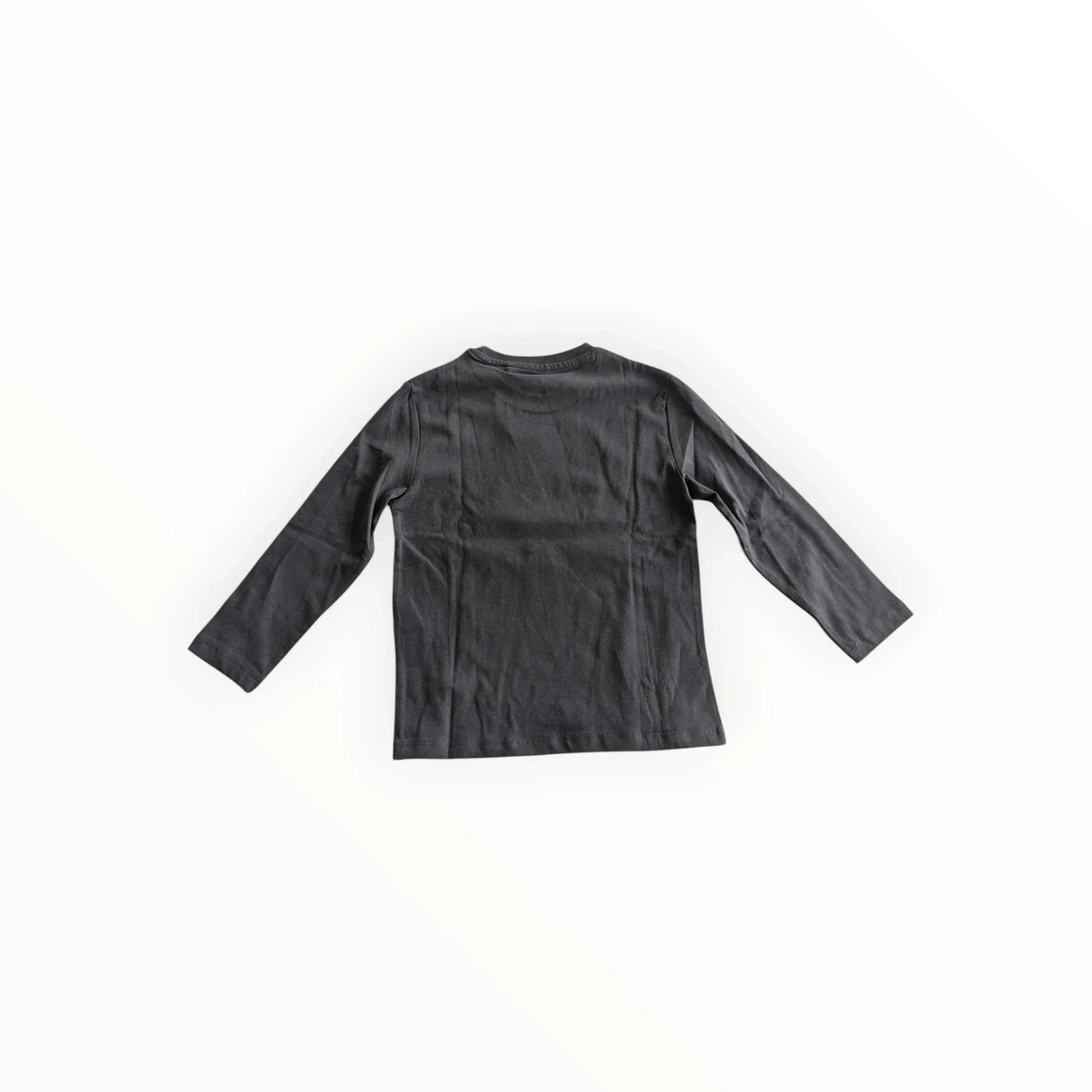 Pierrot Outlet jongens antracietgrijs katoenen T-shirt met lange mouwen en quad print