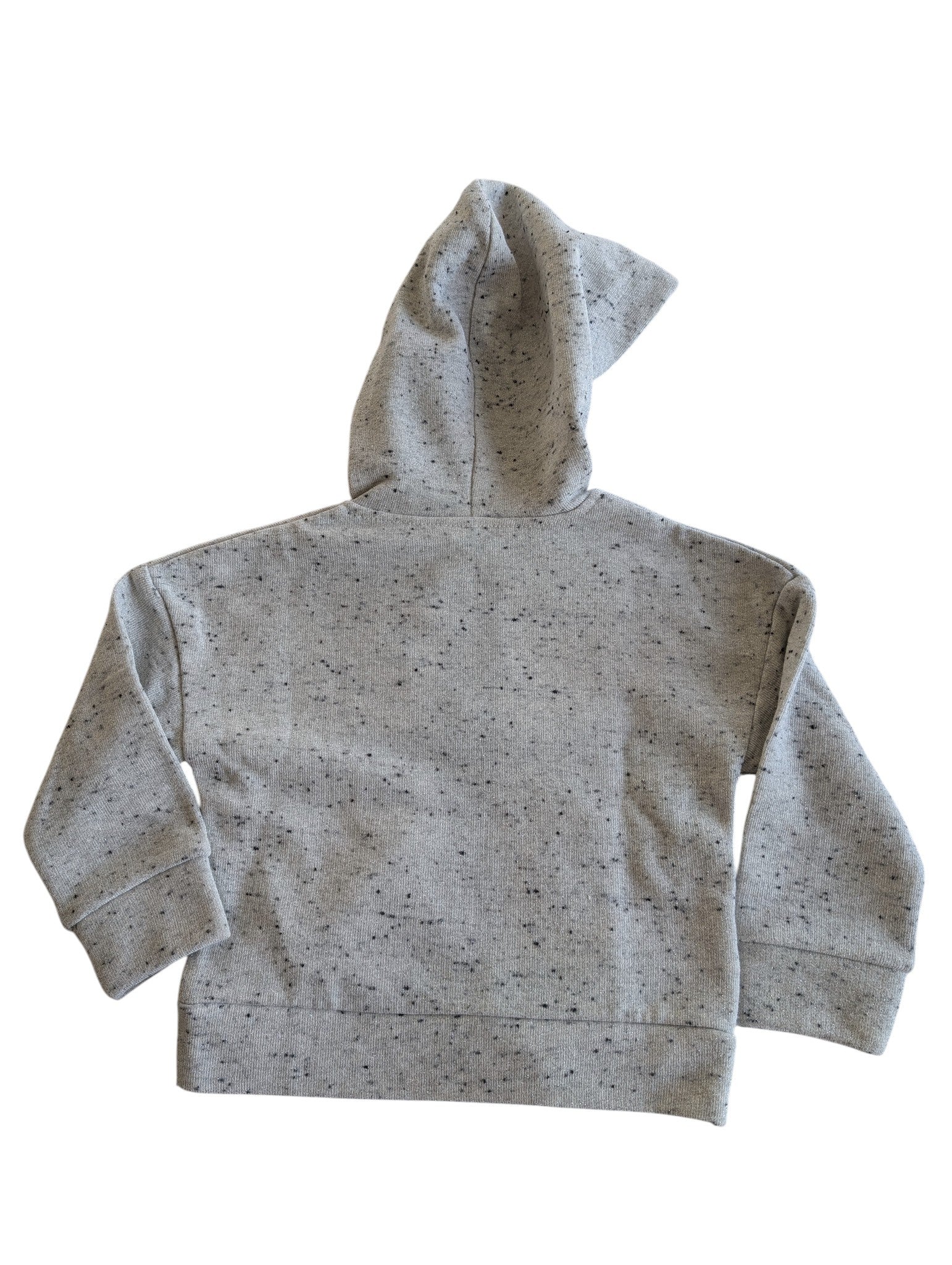 Pierrot Outlet kinder hoodie met rits, lichtgrijs gemêleerd gebreid met tekstprint "NATURE".