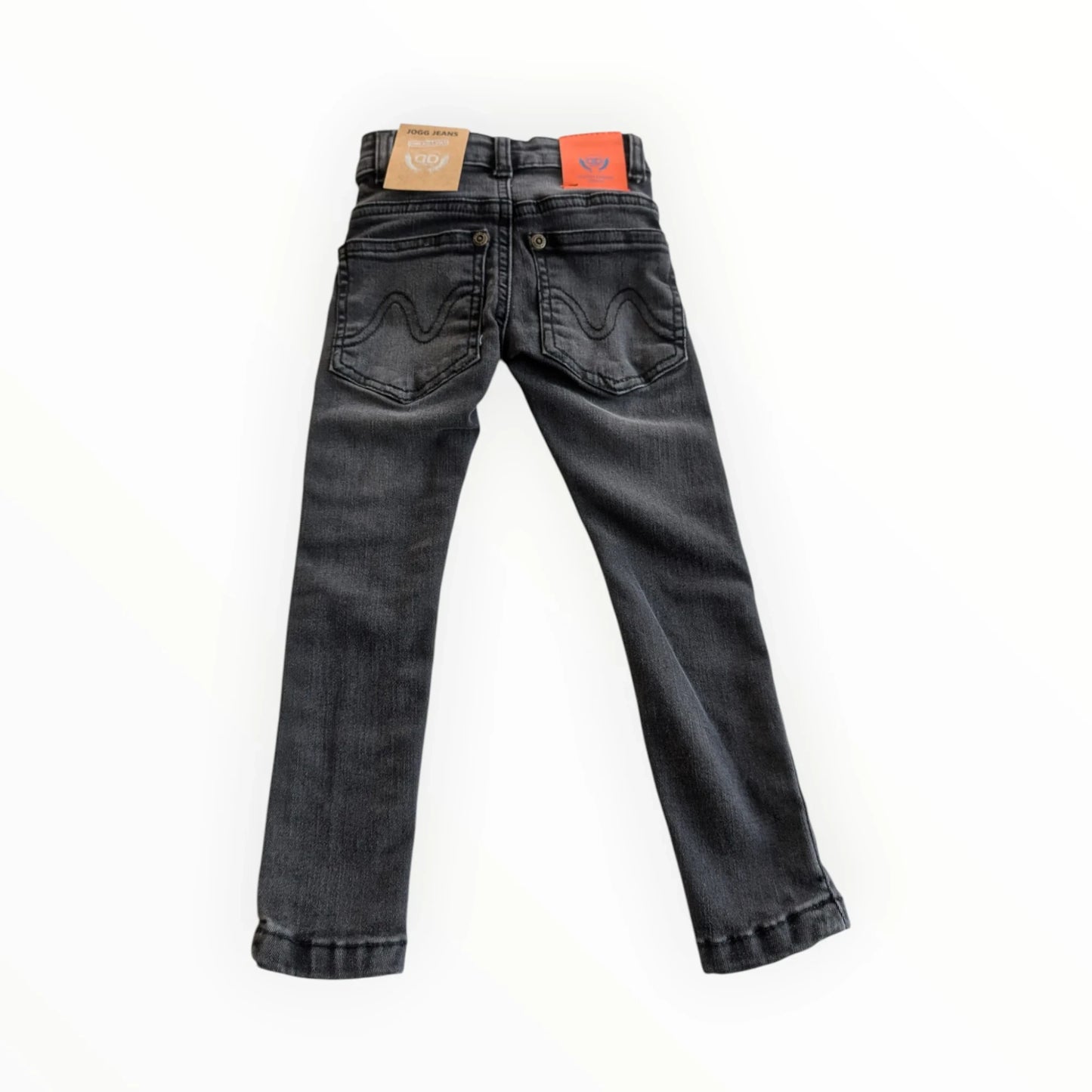 Pierrot Outlet donkergrijze skinny jeans voor kinderen, gemaakt van denim met verstelbare tailleband en vijf zakken.