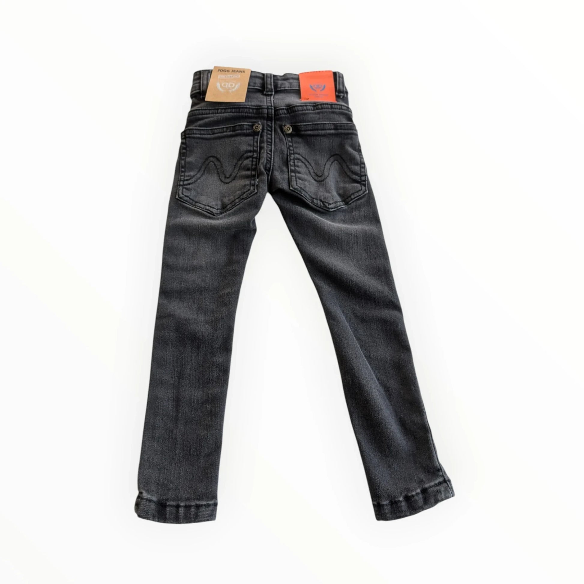 Pierrot Outlet donkergrijze skinny jeans voor kinderen, gemaakt van denim met verstelbare tailleband en vijf zakken.