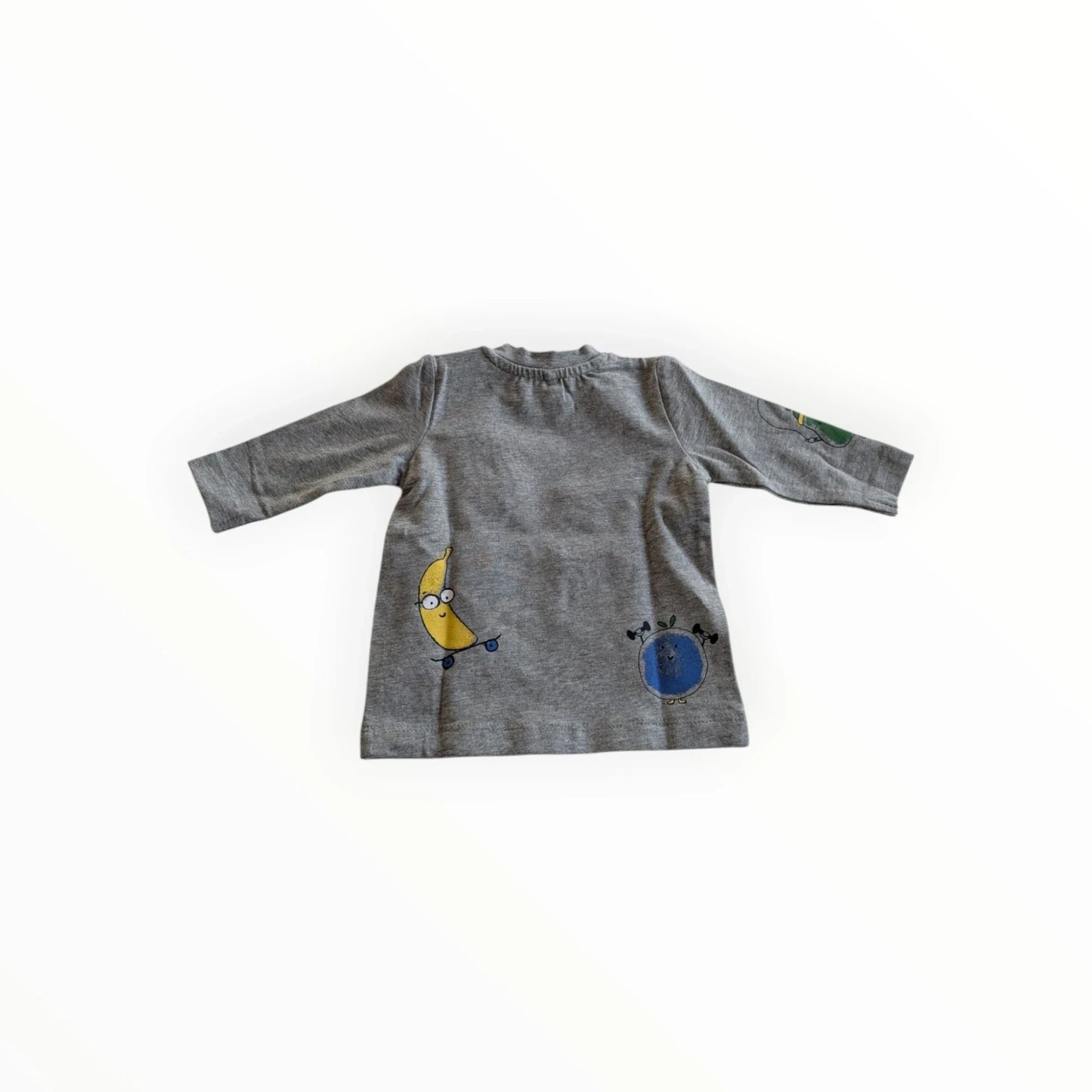 Pierrot Outlet grijs katoenen longsleeve T-shirt met banaan op skateboard print