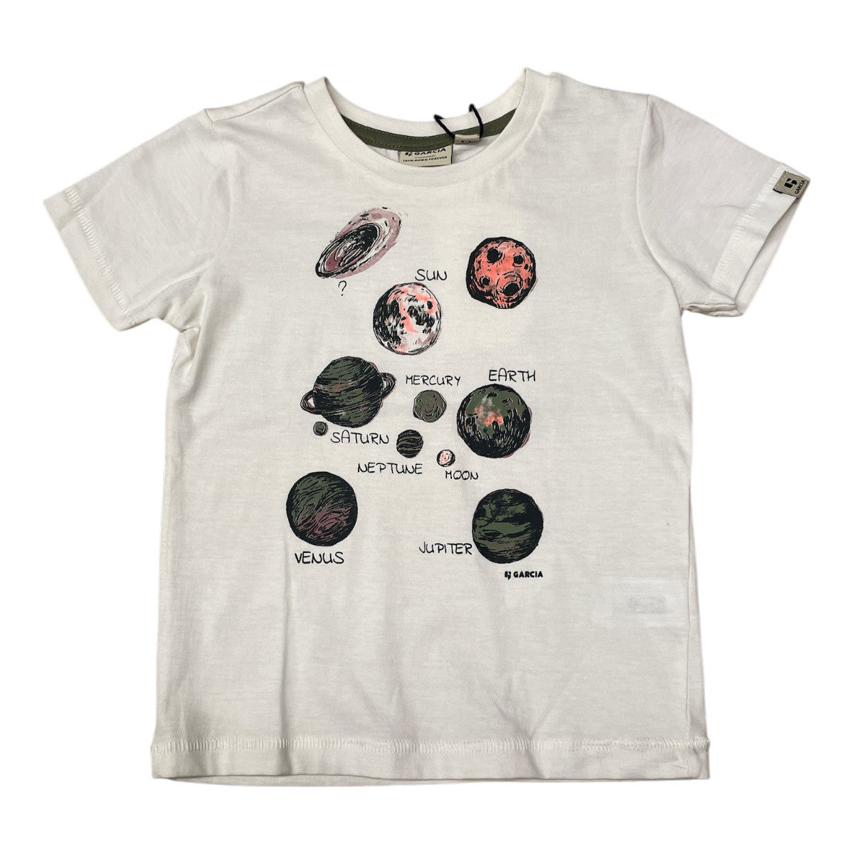 Pierrot Outlet wit katoenen T-shirt voor kinderen met een print van planeten en de zon. Kortom model.