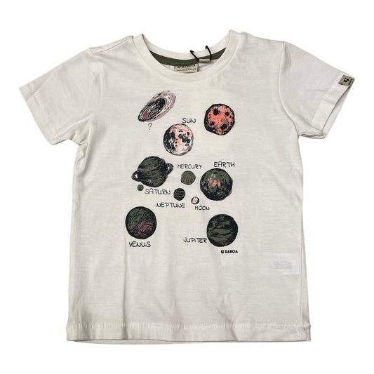 Pierrot Outlet wit katoenen T-shirt voor kinderen met een print van planeten en de zon. Kortom model.