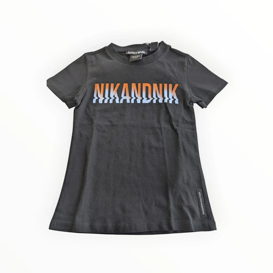 Pierrot Outlet zwarte katoenen T-shirt voor kinderen met grafische print en ronde hals.