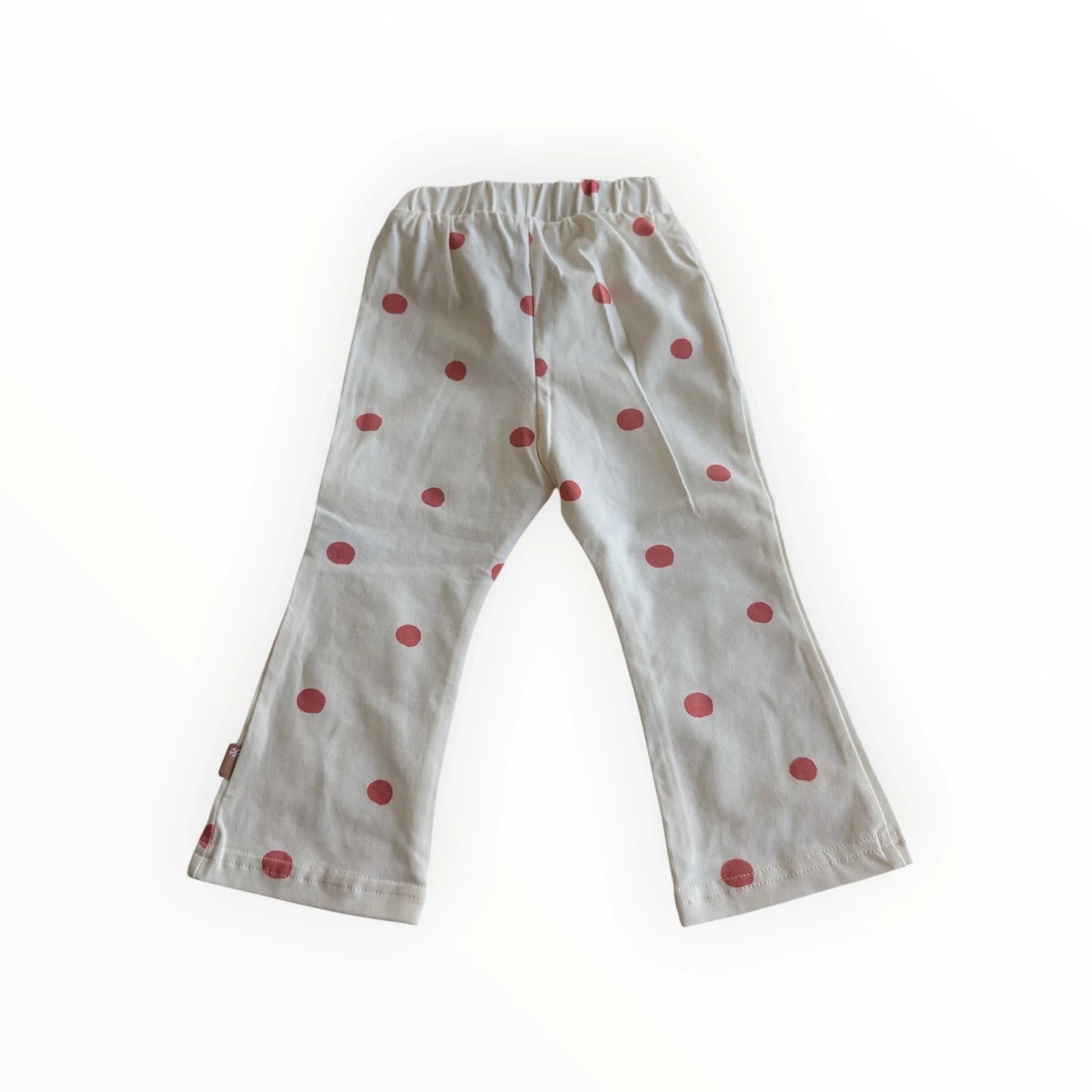 Pierrot Outlet off-white katoenen kinderbroek met rode stippen en wijde pijpen