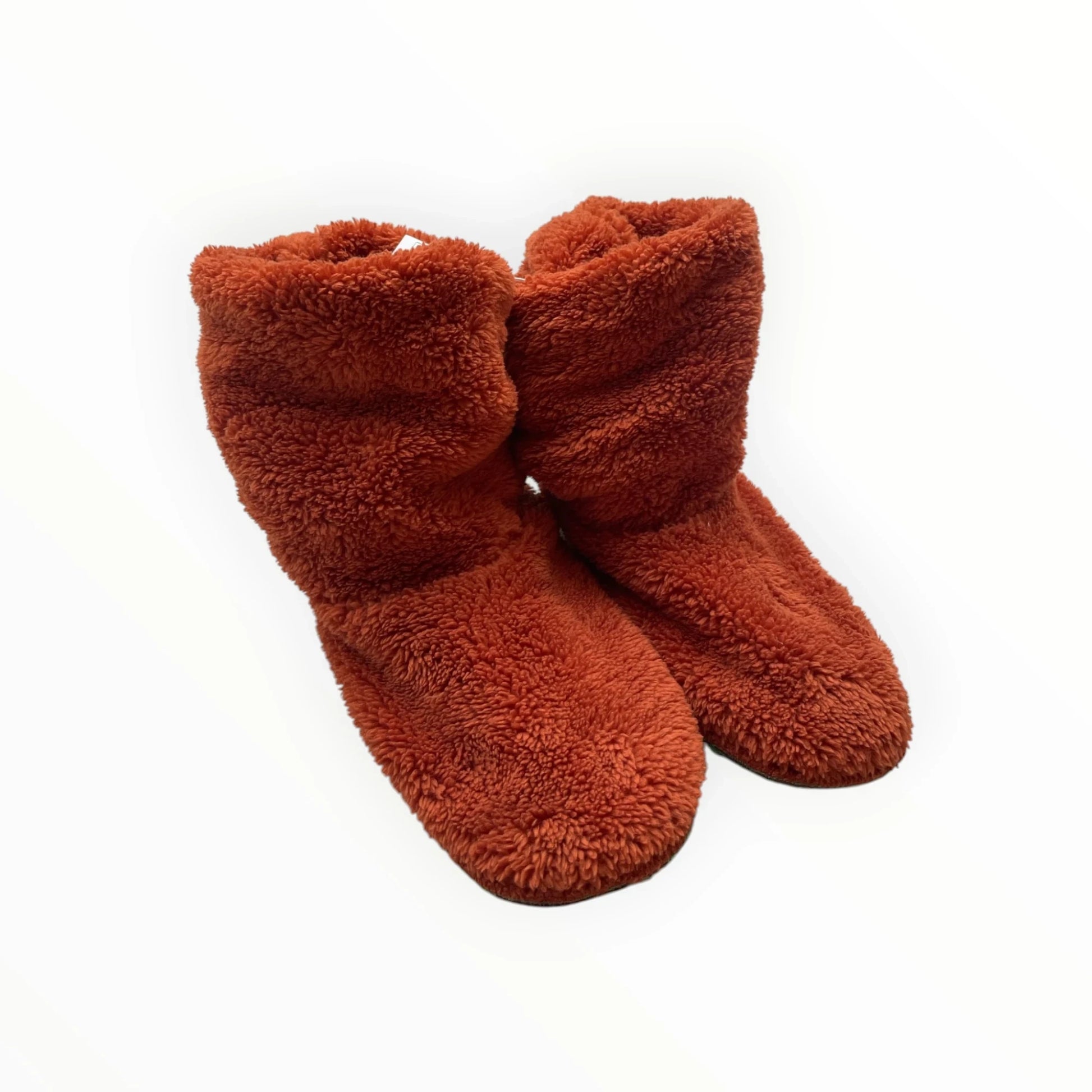 Pierrot Outlet zachte roestbruine laars pantoffels van fleece met antislipzool