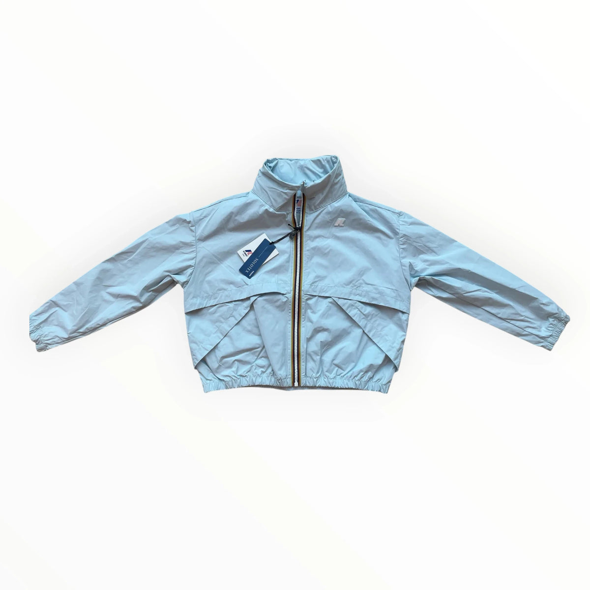 Pierrot Outlet lichtblauw K-Way windjack voor dames met iconische ritssluiting en elastische boorden