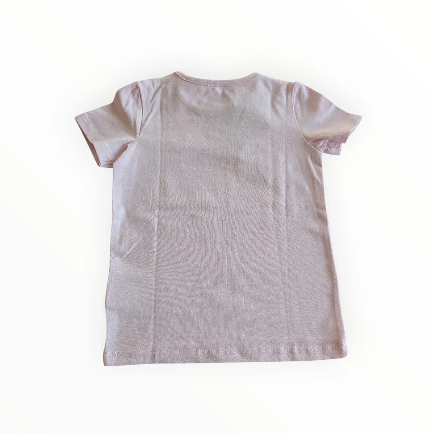 Pierrot Outlet lila katoenen T-shirt met korte mouwen en ronde hals, met opdruk "SWEET" in groene tekst en blaadjes.