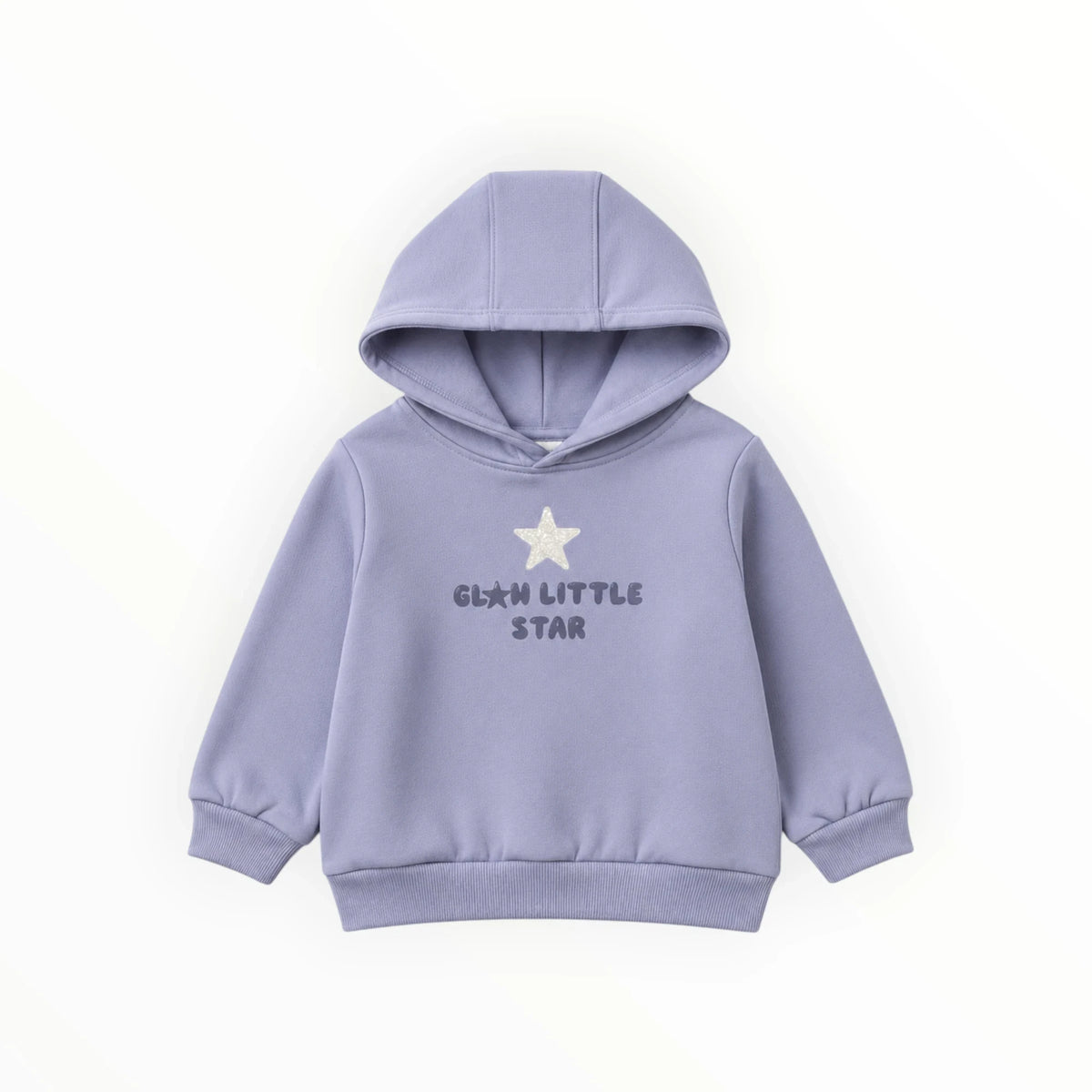 Pierrot Outlet lila kinderhoodie met capuchon en Glam Little Star opdruk met glinsterend sterretje