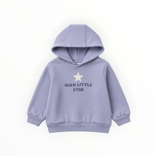 Pierrot Outlet lila kinderhoodie met capuchon en Glam Little Star opdruk met glinsterend sterretje