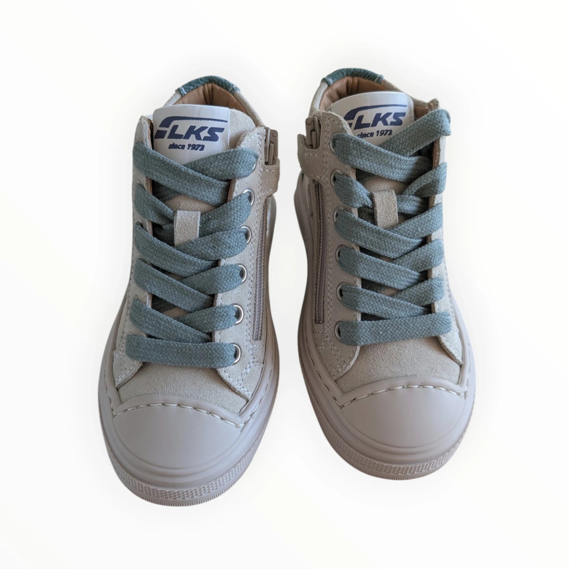 Pierrot Outlet LKS hoge sneakers beige suède met veters en rits, kinderschoenen