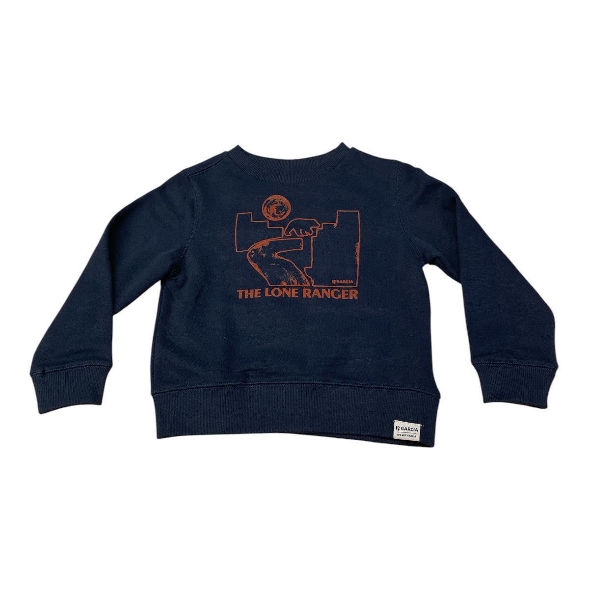 Pierrot Outlet marineblauwe katoenen sweater voor kinderen met 'The Lone Ranger' print.