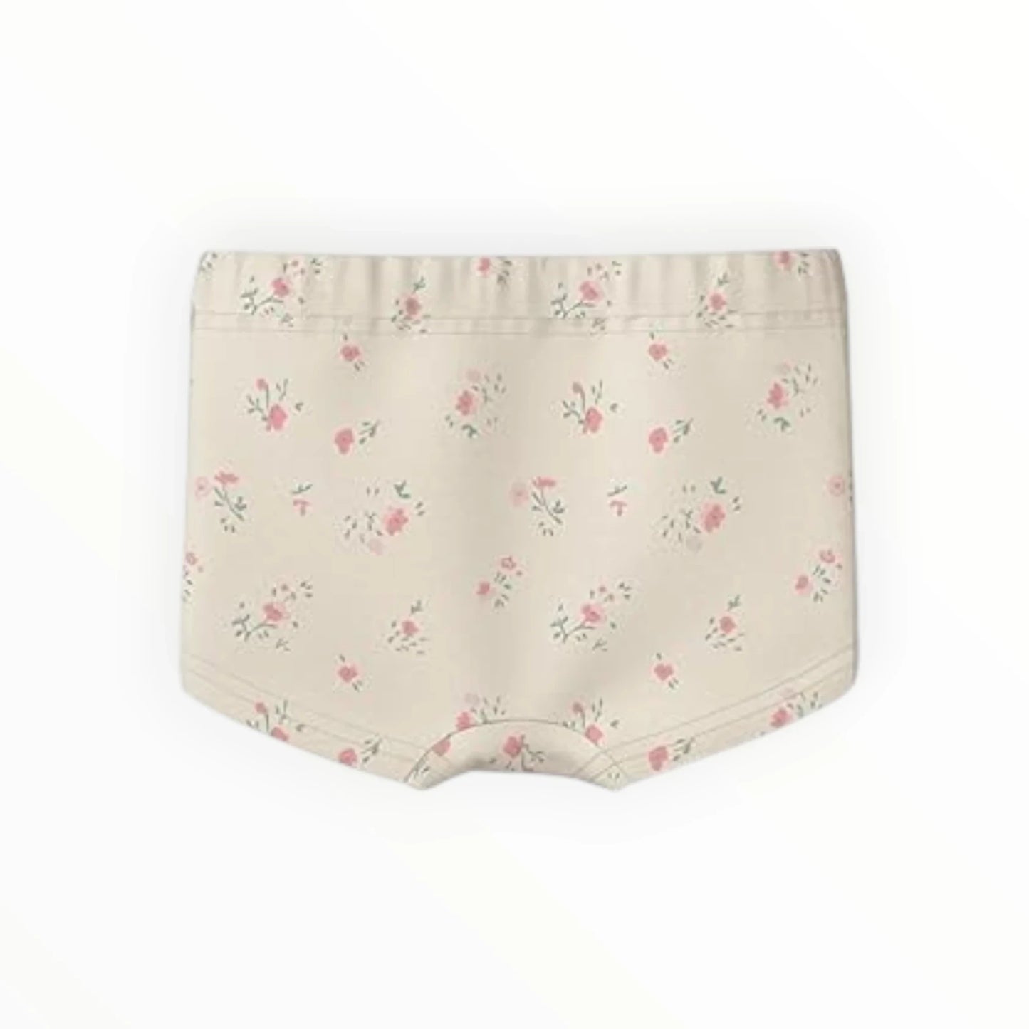 Pierrot Outlet meisjes ondergoed set van vier stuks, crème met roze bloemenpatroon, katoen, elastische tailleband.