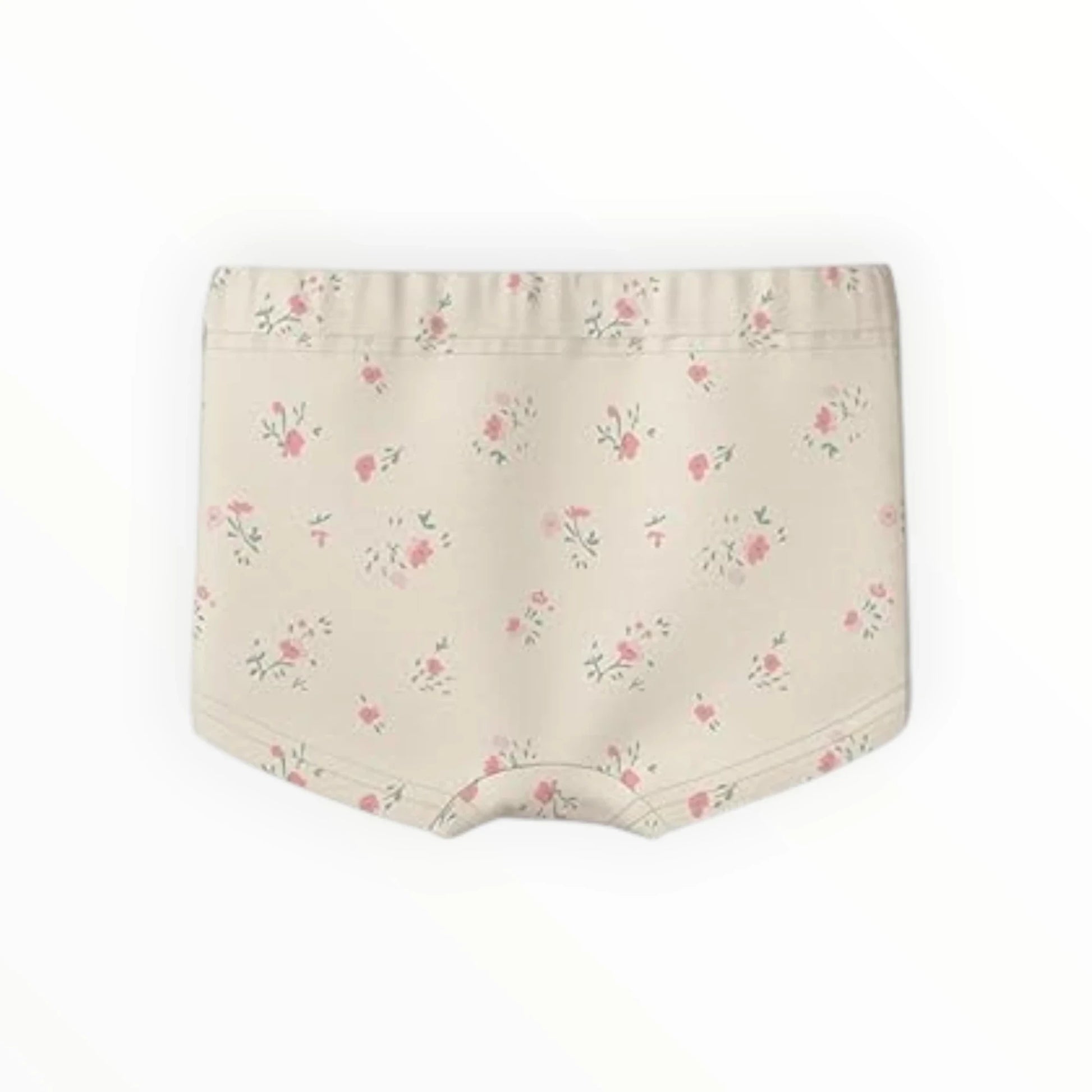 Pierrot Outlet meisjes ondergoed set van vier stuks, crème met roze bloemenpatroon, katoen, elastische tailleband.