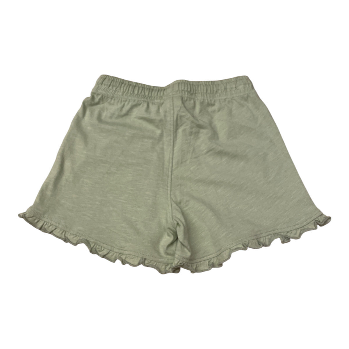Pierrot Outlet meisjes shorts met ruches, lichtgroen katoen, elastische tailleband, speelse ruches zoom, comfortabel en stijlvol.
