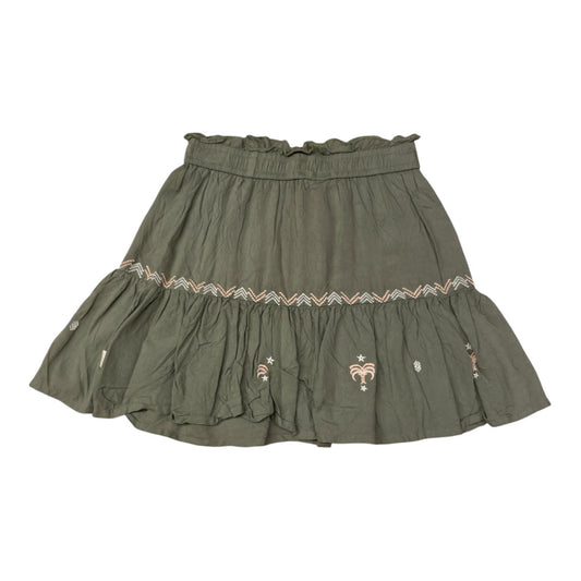 Pierrot Outlet meisjesrok met elastische tailleband, geborduurde palmbomen en sterren, olijfgroen