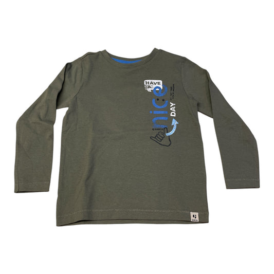 Pierrot Outlet olijfgroen katoenen longsleeve shirt voor jongens met