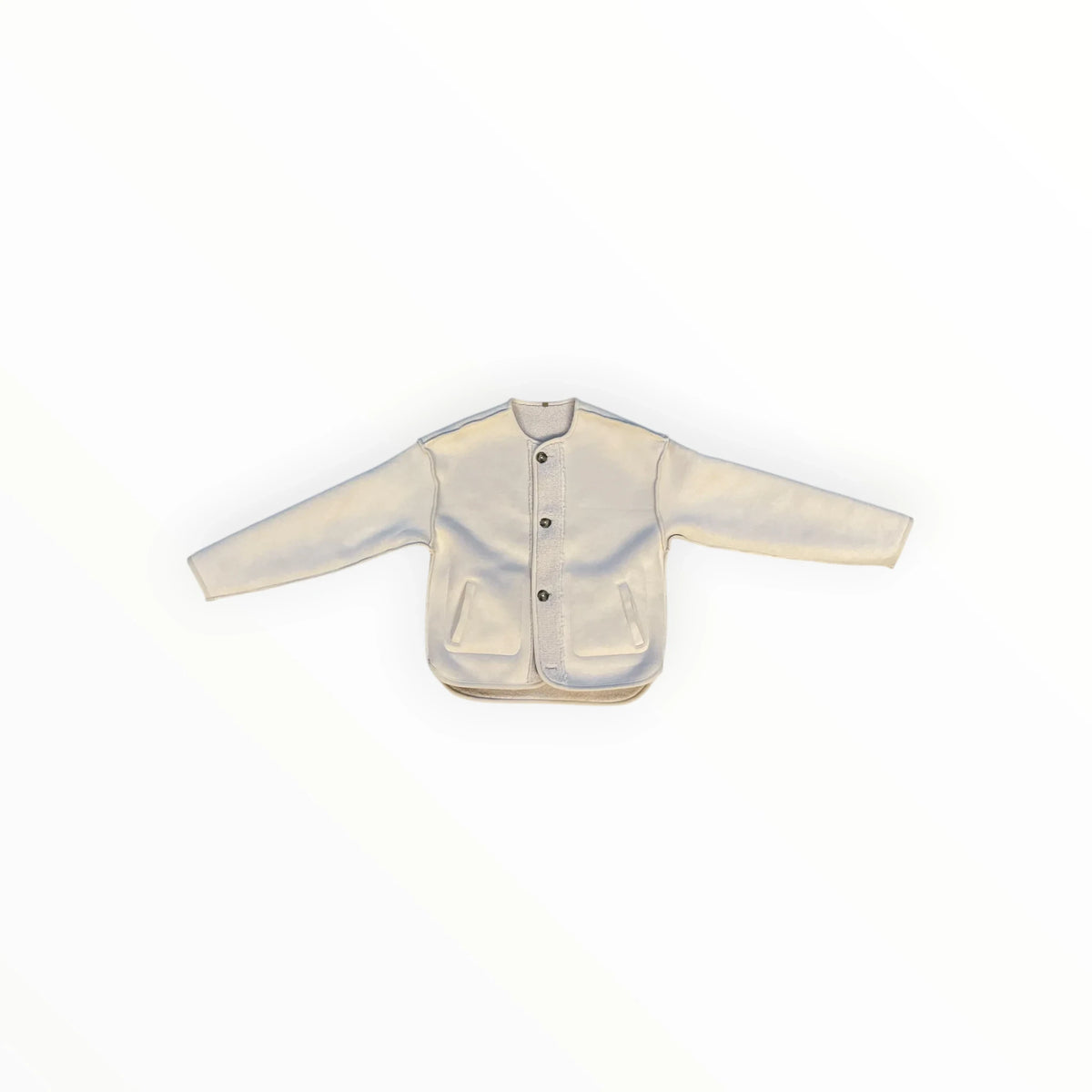 Pierrot Outlet omkeerbaar off-white teddy vest voor dames met knoopsluiting en ronde hals