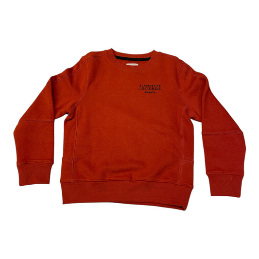 Pierrot Outlet oranje katoenen sweater met lange mouwen en subtiele print op de borst.